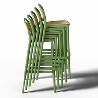 Chaise contemporaine en rotin à pieds hauts, tabouret de salle à manger empilable en plastique moderne, tabouret de bar domestique – Vente en gros