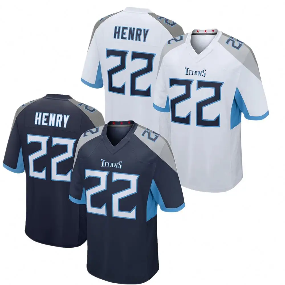 2023 Derrick Henry Tennessee futbol formaları #22 dikişli moda klasik dokunulmaz sınırlı jersey-donanma beyaz