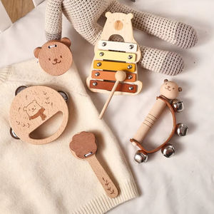 Jouets en bois Montessori pour enfants, <span class=keywords><strong>instruments</strong></span> <span class=keywords><strong>de</strong></span> <span class=keywords><strong>musique</strong></span>, hochet, cloche, tambour, xylophone, percussion, jouets éducatifs précoces pour bébés - Product Image 1