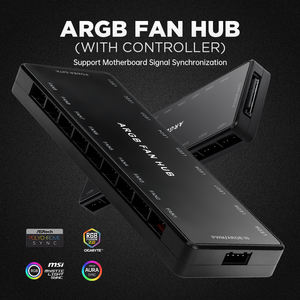 Adressable 5V-3PIN ARGB 12V <span class=keywords><strong>4PIN</strong></span> <span class=keywords><strong>PWM</strong></span> 2-en-1 RGB Pc Case Fan <span class=keywords><strong>Hub</strong></span> avec contrôleur - Product Image 2