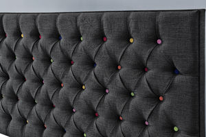 Роскошная кровать Willsoon для саней с платформой и пуговицами, двуспальная кровать для хранения газового подъемника из черной ткани - Product Image 5