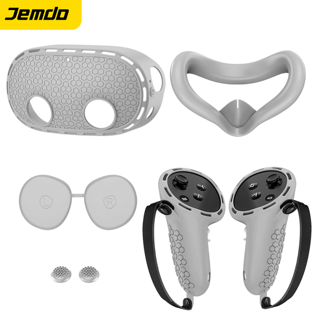 Jemdo 5-Piece Set Multi Colors Embossed Design Silicone Protective Case for for 3S VR Face Pad Lens Game Accessory