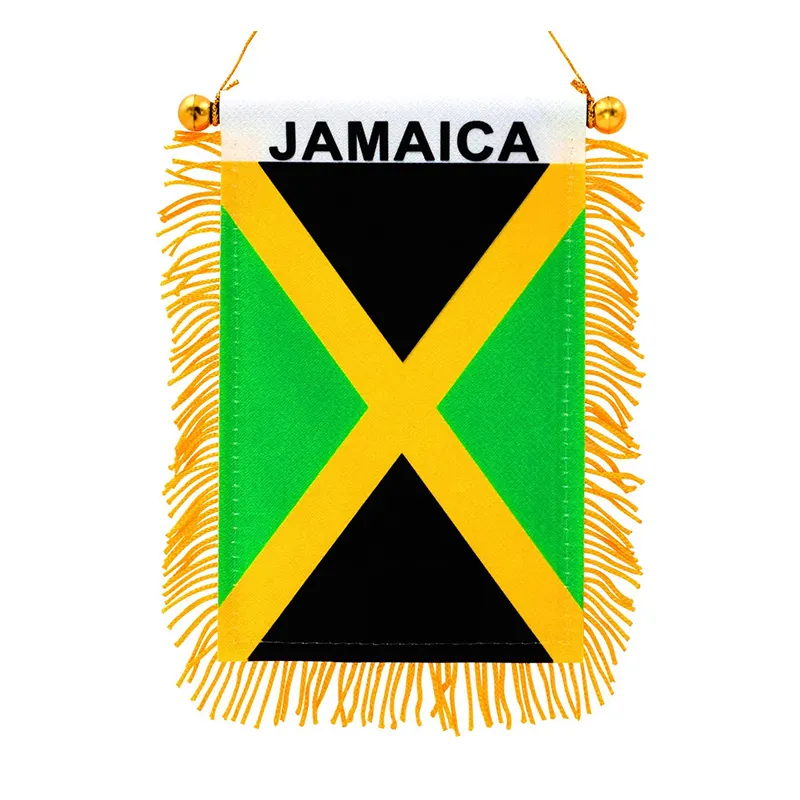 Jamaica Fringy Window Hanging Flag Mini Flag Banner and Rearview Mirror car flags