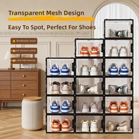 Boîte de rangement pour chaussures en plastique, empilable, respirante, à ouverture frontale, pour la vente en gros