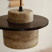 Wabi Sabi lampu gantung kuning ruang makan lampu gantung batu silinder untuk Hotel rumah dekorasi M2 lampu gantung E27 lampu gantung