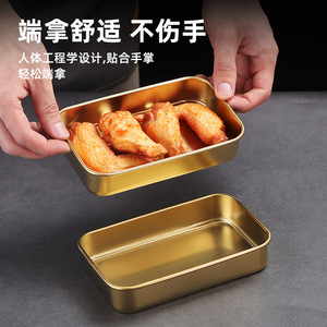 Stainless Steel Rectangular Serving Tray Flat Bottom Narrow Rim For Cold Dishes And Braised Meals - Product Image 3
