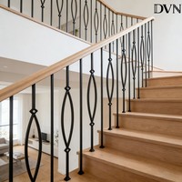 Balustres en métal noir mat de forme fusiforme de la marque DVN, à motifs géométriques, pour escaliers de villas/hôtels/appartements/bibliothèques en Asie du Sud-Est