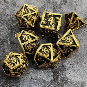 Dés à main en métal D&D, polyédriques solides, <span class=keywords><strong>RPG</strong></span>, Donjons et Dragons, dés de table, dés en métal COC, dés à œil de démon - Product Image 4