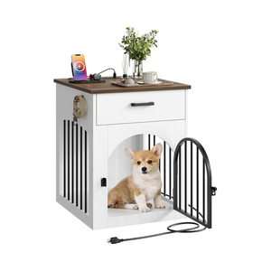 CHOEZON Meubles de caisse pour chien modernes et écologiques Station de charge pour maison de chien en bambou Tiroir de rangement Table d'extrémité pour caisse intérieure pour animaux de compagnie - Product Image 1