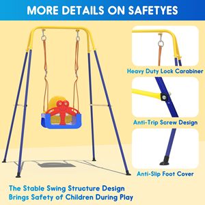 Liyou Seggiolino Altalena 3 in 1 per Bambini, Altalena con Cintura di Sicurezza, Uso Interno/Esterno, Sedile Altalena per Bambini con Robusto Supporto in Metallo per Parco Giochi - Product Image 4