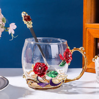 Ensemble de tasses en verre émaillé - Luxe léger - Résistant à la chaleur - Cadeau pour femme pour le café, le thé et le petit-déjeuner