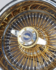 Roue à rayons multi-branches 13x7 14x7 Low <span class=keywords><strong>Rider</strong></span> 72 100, avec moyeu chromé et jante dorée - État neuf, en acier - Product Image 4