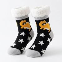 Chaussettes d'hiver épaisses en coton antidérapantes pour enfants avec logo personnalisé, motif dinosaure mignon, vente en gros