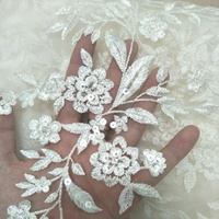 Lourd français dentelle paillettes paillettes brodé fleur Tulle tissu pour la fabrication de robes de mariée