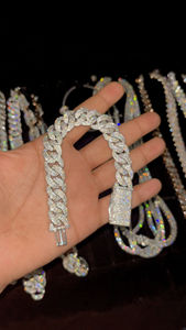 Stylish 925 Sterling Silver Cuban Link Bracelet Lab Grown Moissanite Diamond Minimal Design Jewelry - Product Image 3