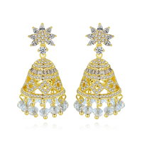 Pendiente de aro de circonita cúbica transparente de estilo exótico LUOTEEMI de chapado en oro para mujer diseño de joyería de viaje de India