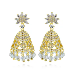 LUOTEEMI stile esotico chiaro zircone cubico cerchio orecchino di placcatura in oro per donna India Travel Design gioielli