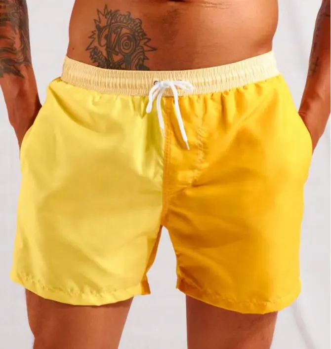 Personalizado colorido 3-4inseam natação shorts homens dois tons cordão cintura nadar troncos