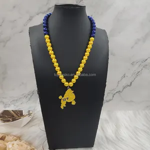 Universität Griechisch Sigma Gamma Rho Sorority Gelb Blau Perlen Emaille Pudel Charms Damen Halskette