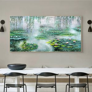 Fait sur mesure peint à la main célèbre nénuphars <span class=keywords><strong>Monet</strong></span> <span class=keywords><strong>Claude</strong></span> peinture à l'huile Reproduction pour la maison salon mur Art décor - Product Image 5