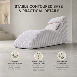 Komprimierter Gewebter Stoff-Bodenstuhl mit Schräggelegter Rückenlehne Ohne Armlehnen für Schlafzimmer und Hotel - Product Image 4