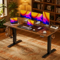 Bureau électrique réglable en hauteur OEM, bureau d'ordinateur avec plateau profond, bureau de jeu ou de bureau, 2 crochets, 3 hauteurs prédéfinies