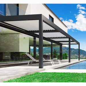 Montado en la pared <span class=keywords><strong>de</strong></span> aluminio Terrassendach pérgola Gazebo Patio cubierta <span class=keywords><strong>de</strong></span> vidrio o aluminio terraza techo dosel - Product Image 3