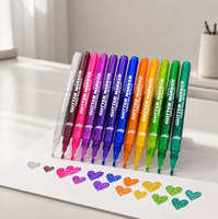 SIPA SPG015 – Nouveau lot de 12 marqueurs à paillettes acryliques permanentes à base d'eau, personnalisables OEM, pour dessin artistique, bricolage et loisirs créatifs sur papier