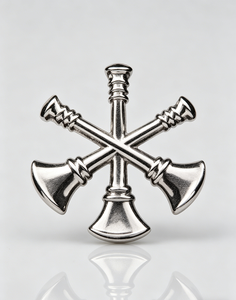 เข็มกลัดโลหะรูปทรงแตรสามดอกไขว้แบบกำหนดเอง รุ่น 3D Divison Chief ชุบทอง/นิกเกิล ทำจากโลหะผสมสังกะสี สำหรับของที่ระลึกและเครื่องแบบ - Product Image 3