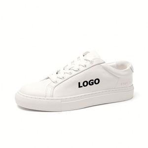 Baskets décontractées unisexes en cuir véritable, chaussures plates tendance pour couples, confortables pour la marche quotidienne, idées cadeaux - Product Image 1