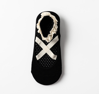 Chaussettes de yoga antidérapantes, en dentelle, à dos ouvert, avec poignets courts et attaches croisées pour la danse et le sport