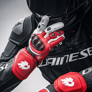 Gants de course CE de haute qualité en <span class=keywords><strong>cuir</strong></span> avec coque en fibre de carbone, coupe-vent, pour moto - Product Image 6