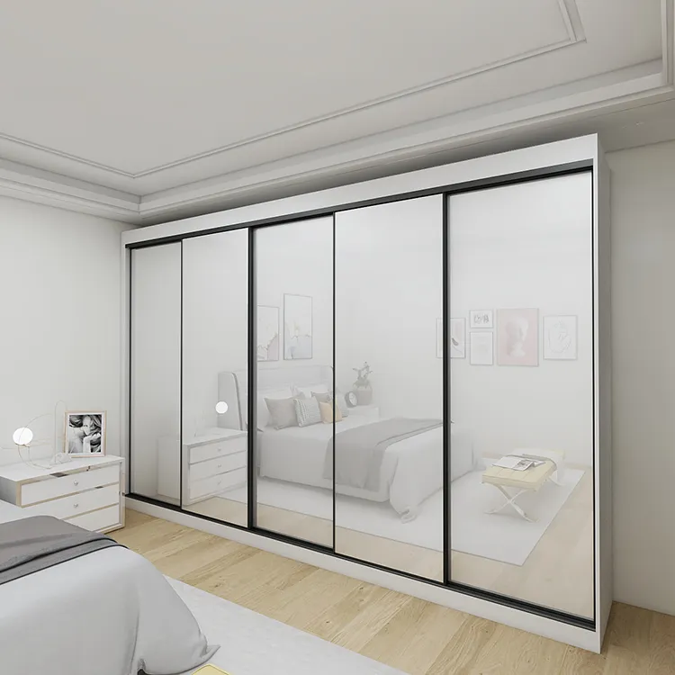 2020 Baru Model Kamar Tidur dengan Bingkai Kaca Lemari Pakaian Cermin Pintu Geser