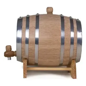 Barril de Madera Galvanizado de 2 Litros, Color Marrón Claro, para Almacenamiento de Cerveza y Licores, Modelo The Barrel House - Product Image 2