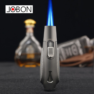 Briquet à double flamme droite au butane avec fenêtre de niveau de carburant visible, torche coupe-vent rechargeable en alliage de zinc pour cadeaux promotionnels en gros - Product Image 1