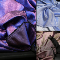 Tissu satiné irisé dégradé scintillant pour vêtements de poupée faits à la main, décoration de scène, tissu spandex de créateur