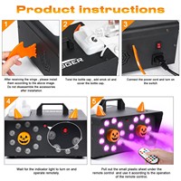 Máquina de Humo de 1500W con 18 LED RGB, DMX512, Aleación de Aluminio, Alto CRI 90, Conexión a Barra, Iluminación para Bodas y Espectáculos