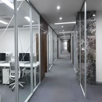 Cloison modulaire en aluminium haute résistance 100 mm 4-en-1 |   Mur en verre simple à isolation acoustique supérieure pour centres commerciaux et bureaux