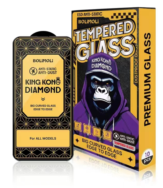 Hot Sale KingKong Diamond Big Curved Glass for iPhone 15 Pro Max Screen Guard for iPhone 13 14 Anti-static Tempered Glass