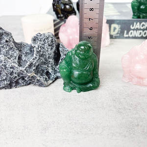 Pietra preziosa naturale artigianale di cristallo dorato ossidiana che ride Buddha 5cm quarzo rosa sorriso statua di Buddha - Product Image 5