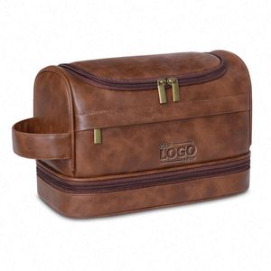 Premium Pu Leather Toiletry Bag With <b>Hook</b> Waterproof Travel Organizer for Men & Women - Perfect Promotional Gift - Product Image 1