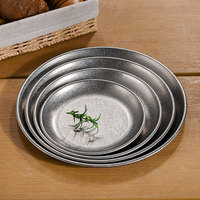 Assiette en acier inoxydable style coréen, plateau vintage de luxe léger, rétro, pour café, plateau à fruits et desserts, plat peu profond, vaisselle, âne noir