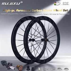 Juego de Ruedas de Bicicleta de Carretera con Freno de Disco de Fibra de Carbono de 50 mm con Patrón de Mariposa de Alta Calidad, Buje de Trinquete de 36T, Radios Plegables RUJIXU - Product Image 1