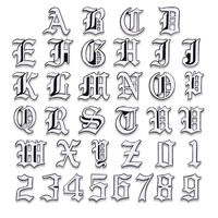 Patchs thermocollants et à coudre en fer forgé, alphabet anglais gothique et chiffres (A-Z, 0-9), lettres brodées, personnalisables pour chapeaux et sacs, 4,9 cm