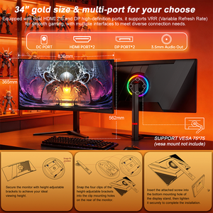 Écran de jeu incurvé pour ordinateur de bureau, 27, 32, 34 pouces, 165 Hz, WQHD, 2K, 4K, IPS, 1 ms, 100 % sRGB - Product Image 6
