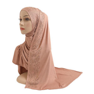 Turbante de Algodón de Alta Calidad, Color Sólido, <span class=keywords><strong>Pañuelo</strong></span> Islámico Árabe Musulmán, <span class=keywords><strong>Pañuelo</strong></span> Instantáneo con Brillo de Diamantes, Turbante de Jersey - Product Image 5