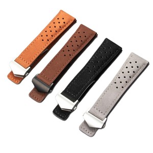 Bracelet de montre en daim vintage Lionorm avec fermoir déployant 20mm 22mm 24mm, bracelets de montre en cuir pour <span class=keywords><strong>TAG</strong></span>-Heuer <span class=keywords><strong>Carrera</strong></span>, respirant et luxueux - Product Image 1