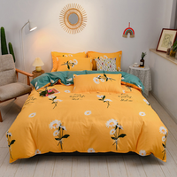 Set de literie en coton brossés, taille unique, 100%, housse de couette imprimée rose, 3 pièces