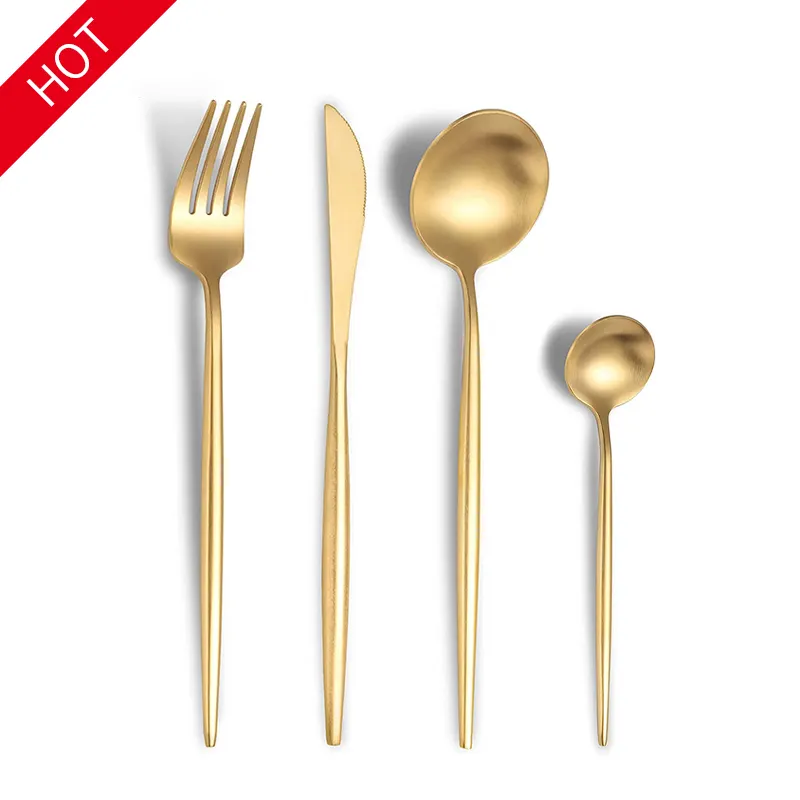 Nordic in acciaio inox commerciale portoghese posate posate opaco color oro argenteria cucchiaio set forchetta cena coltello