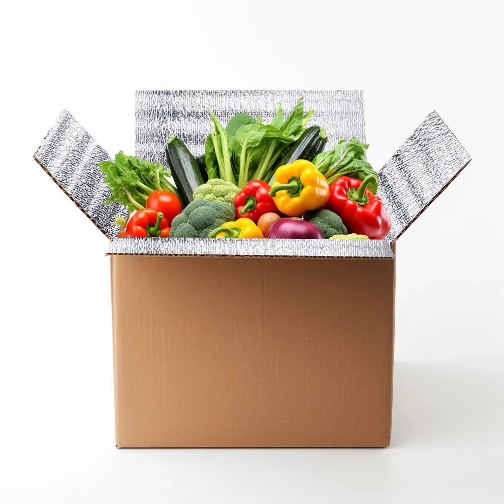 Boîte de papier d'aluminium isolée thermiquement personnalisée pour l'emballage d'aliments frais surgelés Boîtes d'expédition agricoles ondulées